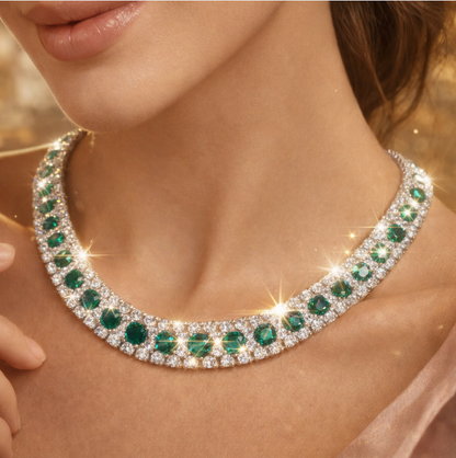 Esmeralda Royale™ — Gargantilla & Pendientes que Deslumbran